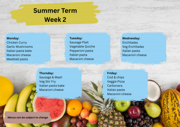 Canteen summer term menu - week 2