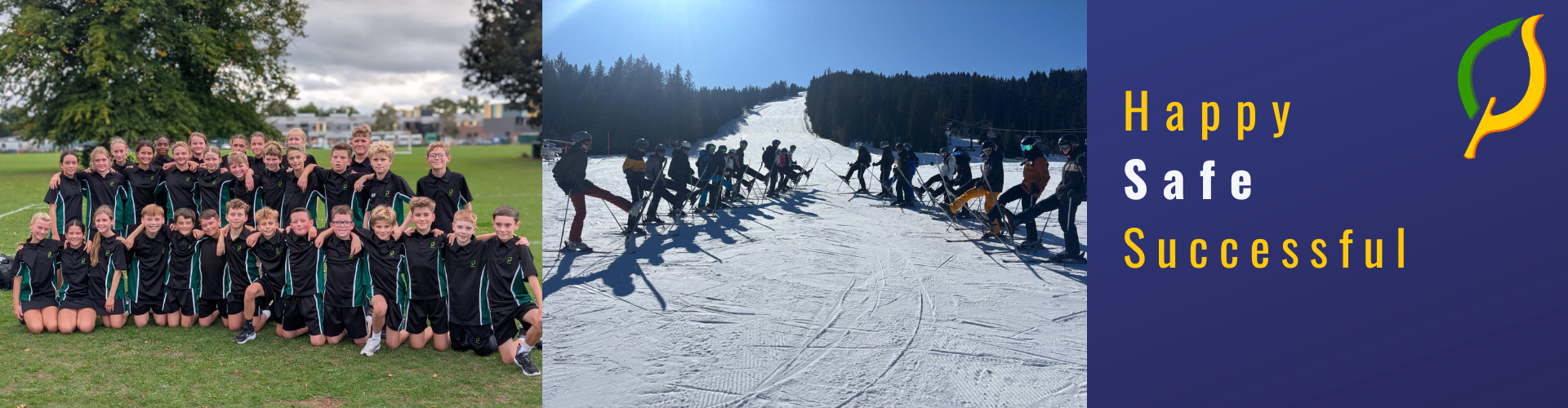 Happy students PE & Skiing